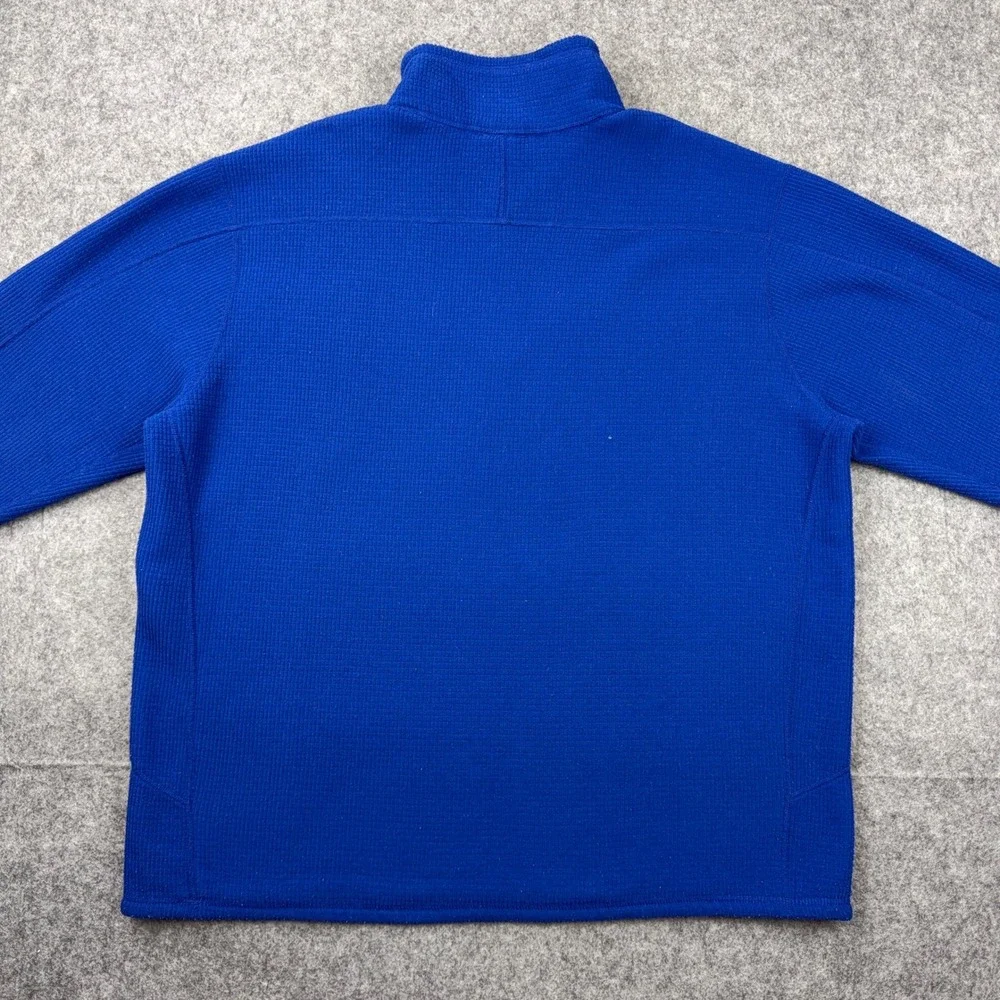 The North Face Fleece Mens 2XL Blue Grid Waffle Knit 1/4 Zip Pullover Outdoor
